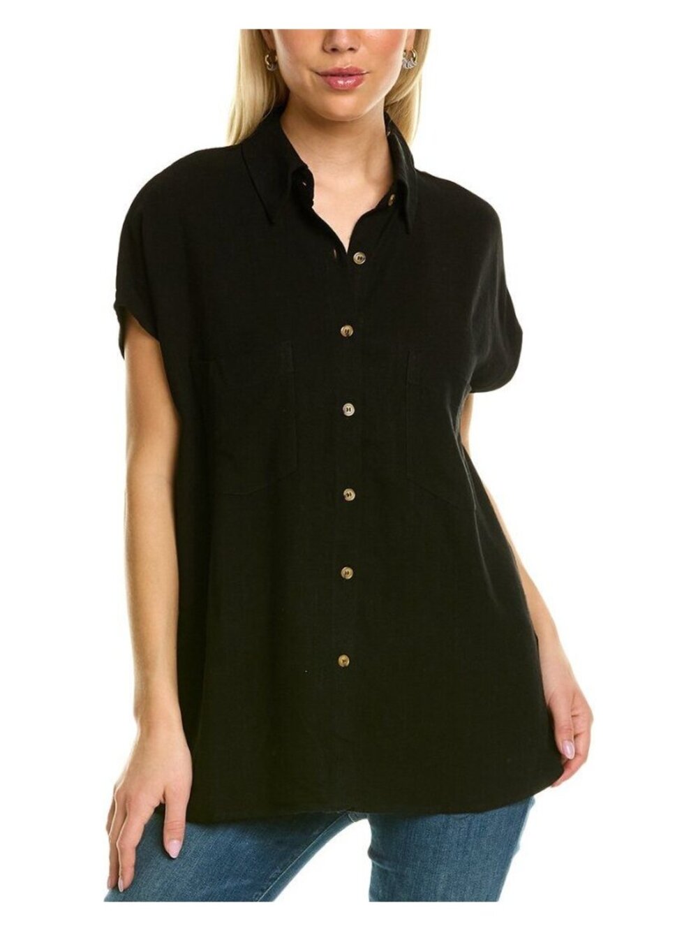 Walter Baker Sylvia Linen-Blend Top Sz S Black NWOT